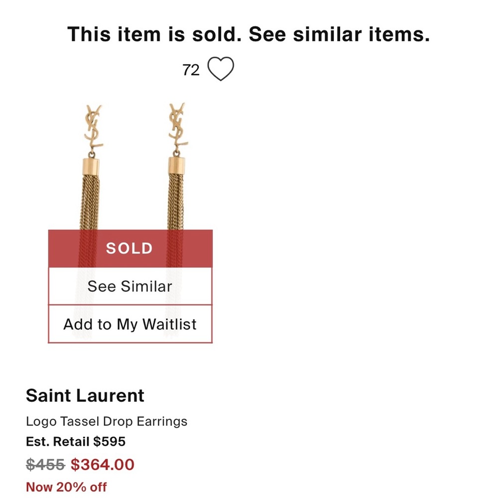Yves Saint Laurent Gold Logo Tassel Drop Earrings